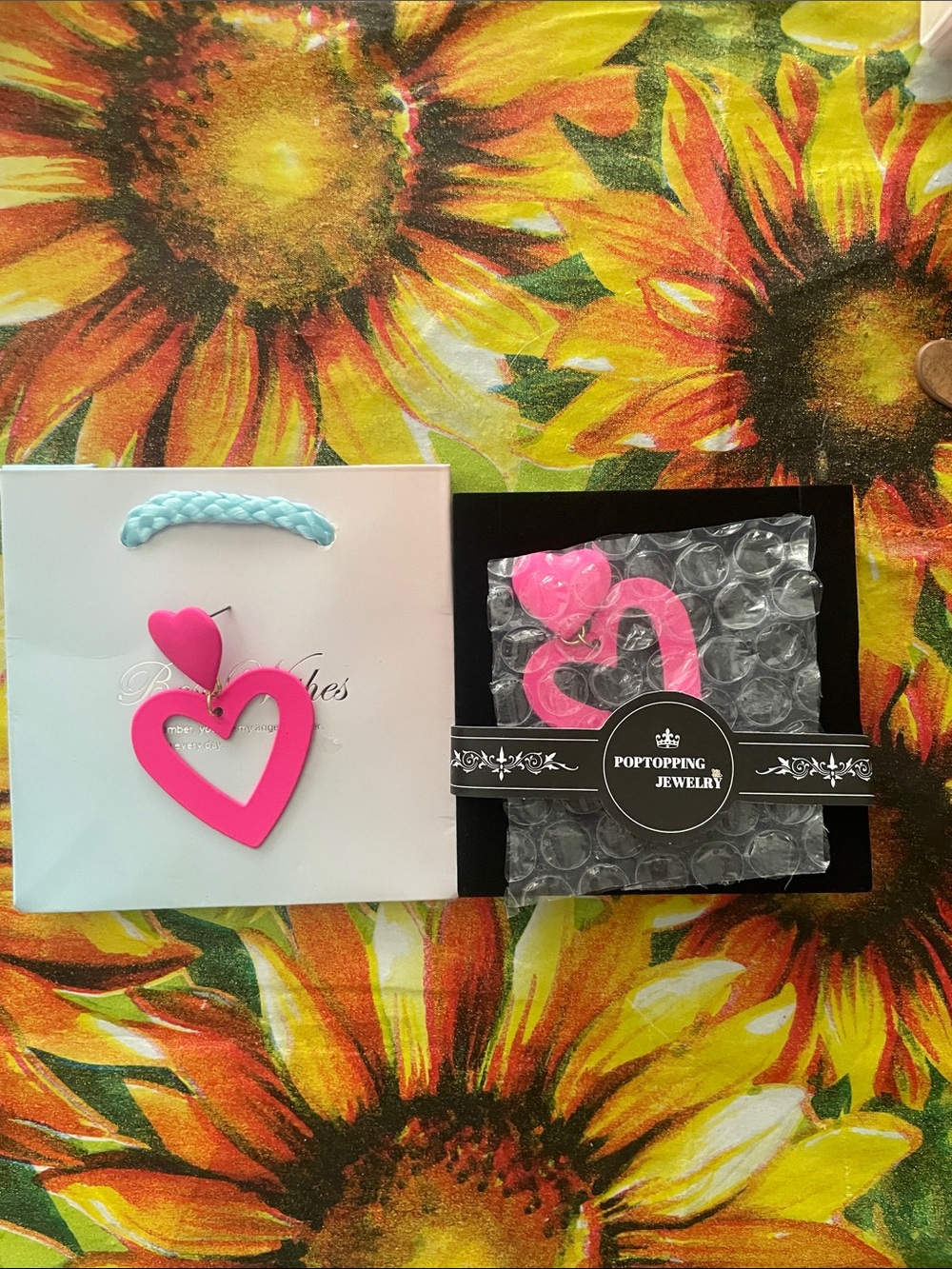 Pink Heart Dangle Earrings